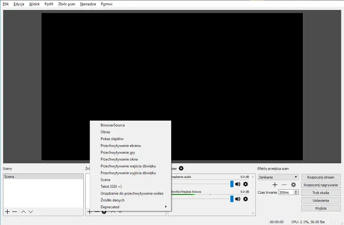 program OBS facebook live 2