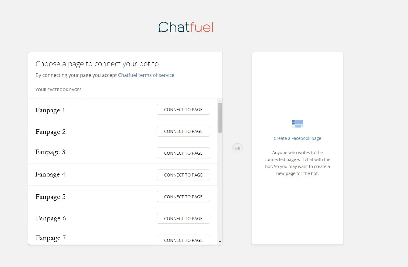 chatfuel - zakładanie konta