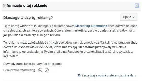 Facebook reklama - przykład 2