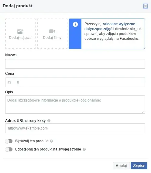sklep na facebooku - konfiguracja 4