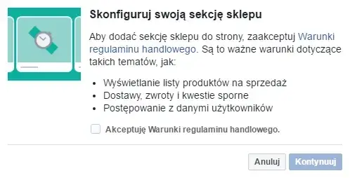 sklep na facebooku - konfiguracja