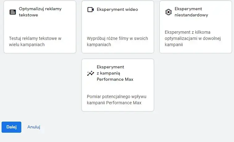 Eksperymenty Google Ads
