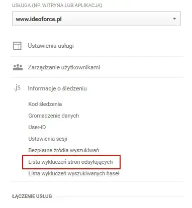 google analytics wykluczone domeny
