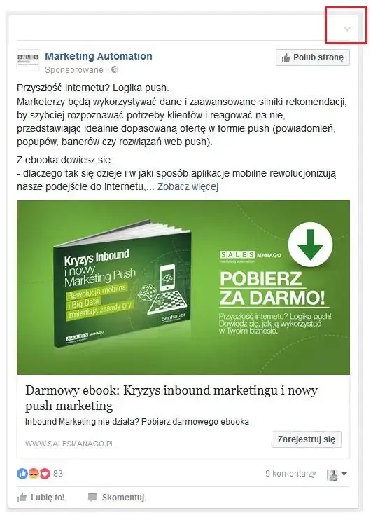 Facebook reklama - przykład