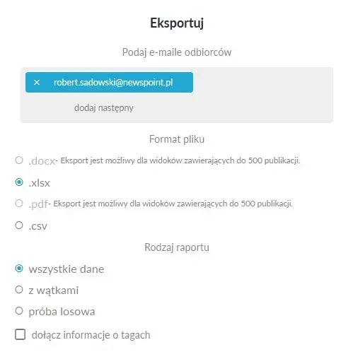 newspoint raportowanie