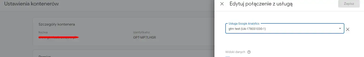 Edycja połączenia z usługą