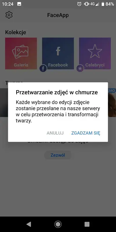 FaceApp – dostęp do zdję