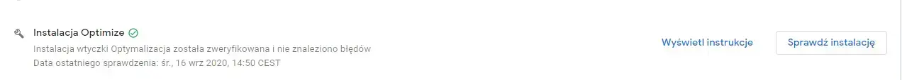 Instalacja Optimize