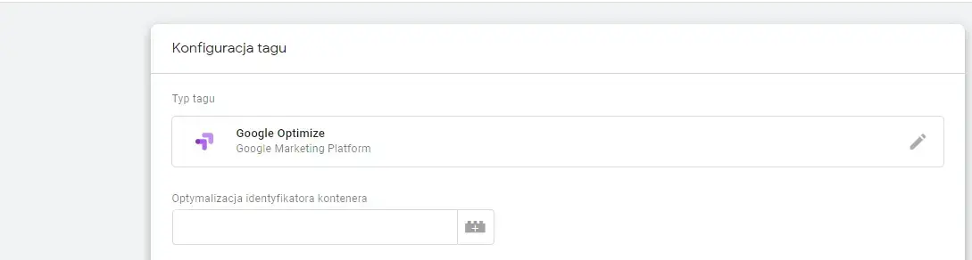 Konfiguracja tagu optimize