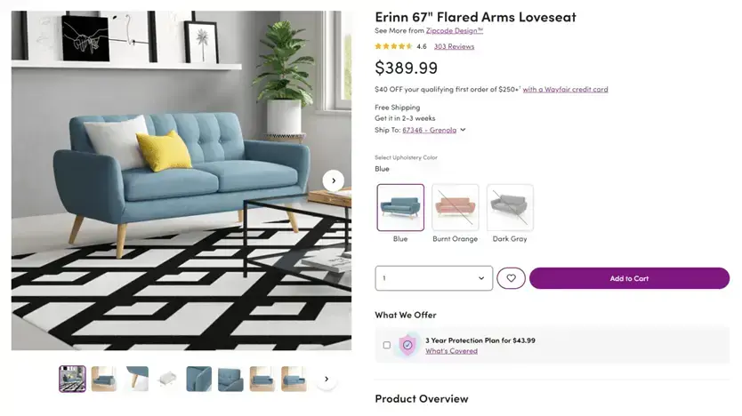 Karta produkt przykład