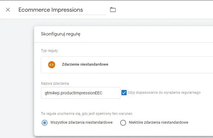 Skonfiguruj regułę