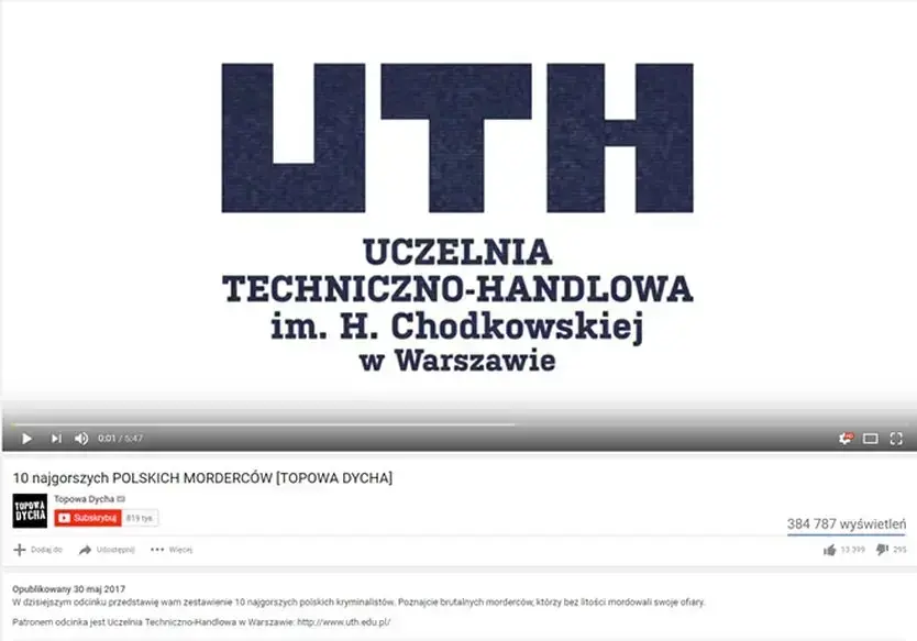 UTH w Warszawie - kanał YouTube