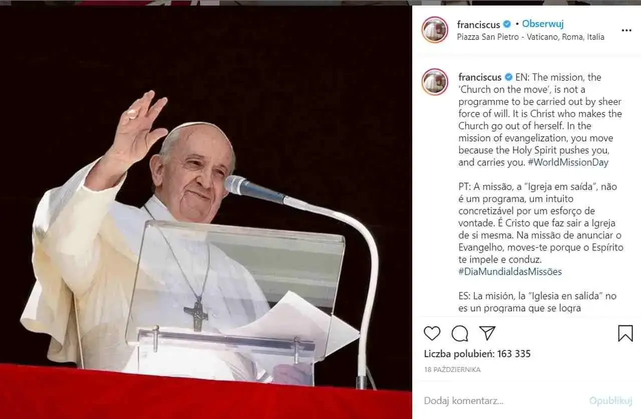 Papież na Instagramie