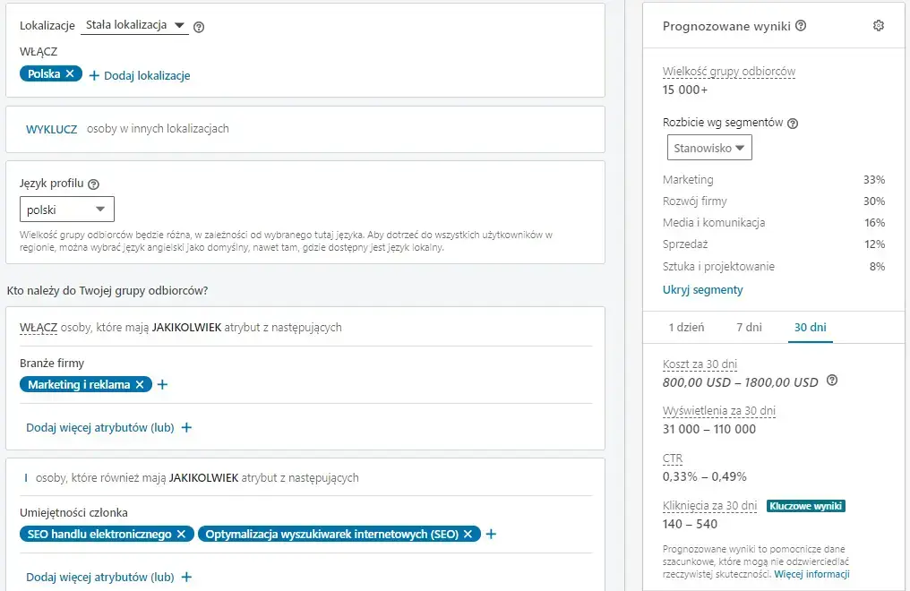 Przykładowa grupa odbiorców