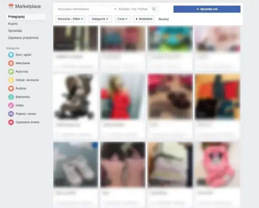 Interfejs Facebook Marketplace