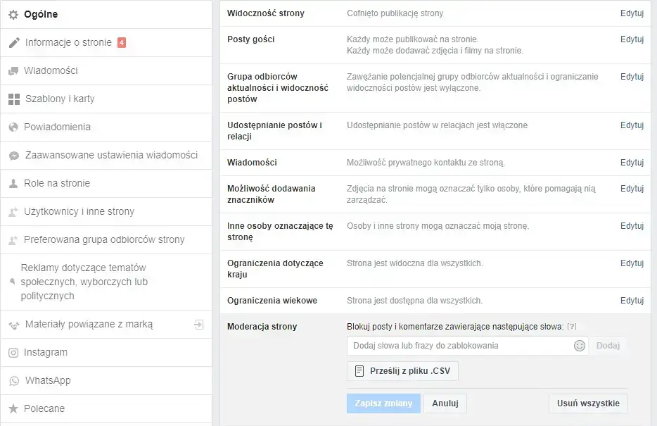 Moderacja strony