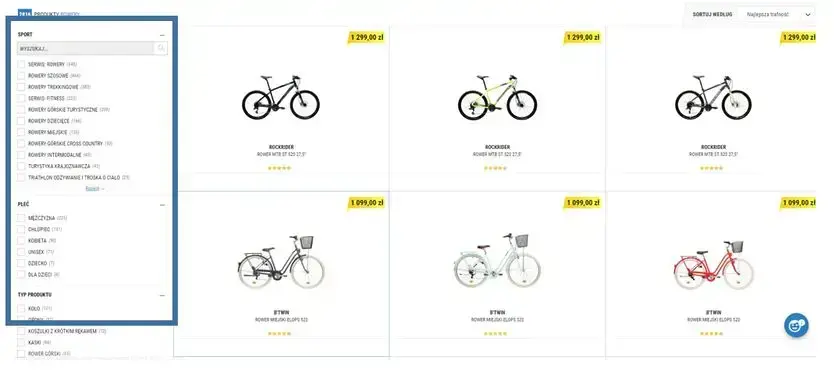 możliwość precyzji wyboru produktów sportowych w decathlon