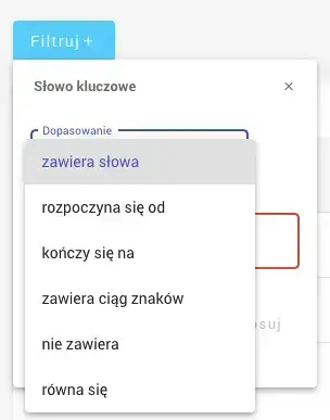 filtr słowo kluczowe senuto