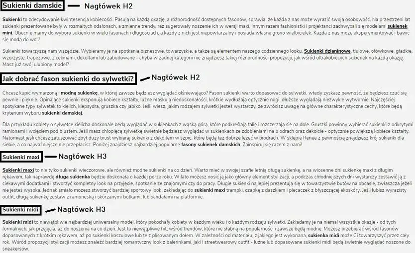 nagłówki na stronie internetowej