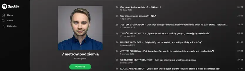 Kanał „7 metrów pod ziemią” na Spotify