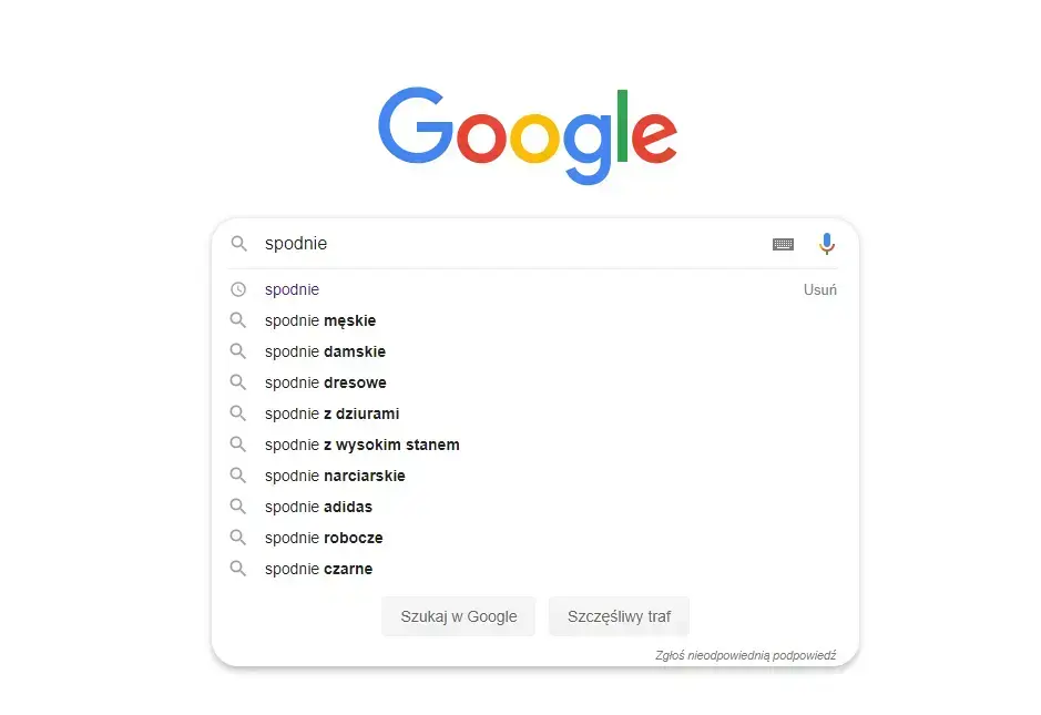wyszukiwania w google