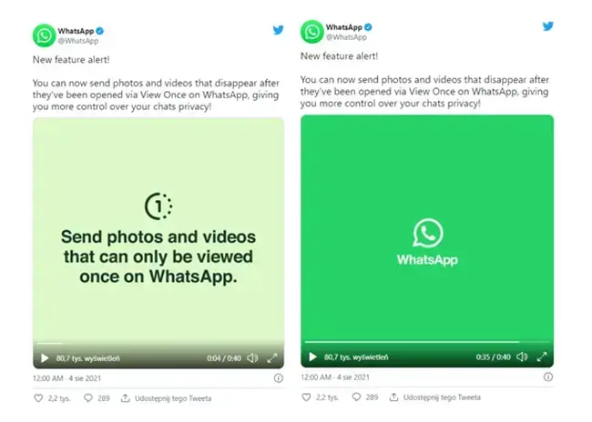 WhatsApp znikające treści