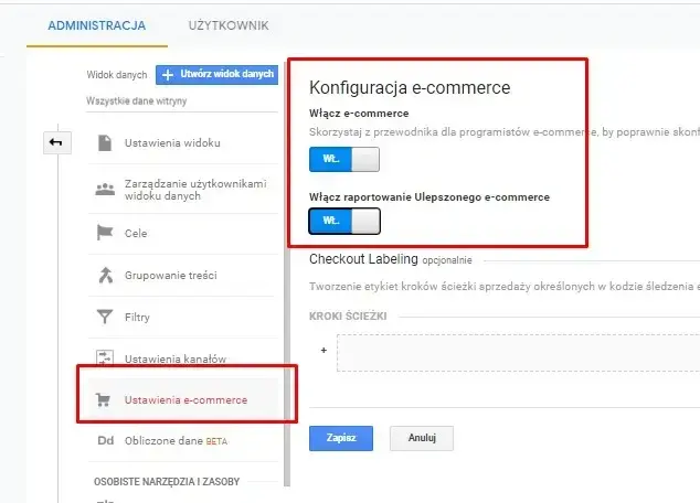 Ustawienia ecommerce