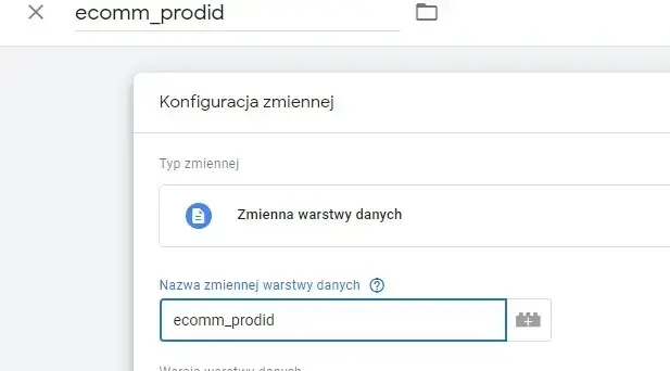 Ecomm konfiguracja zmiennej