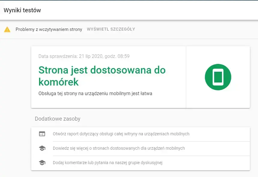 Wyniki testów