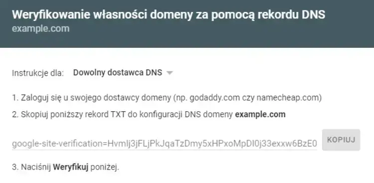 Weryfikacja własności domeny